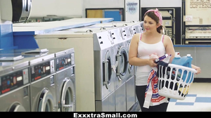 Horny cutie asked handsome dude for sex in laundry