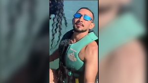 Young mega-breezy left her husband on the beach and had wrath with the lecturer on the jet ski.