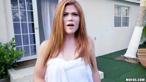 Redheaded whore with a pale body is fucked by a BWC