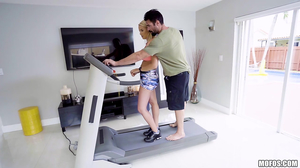 Passionate sex on the running track with a teen