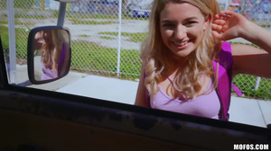 Blonde college babe gives an enthusiastic handjob