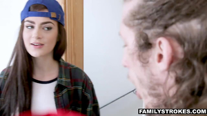 Dude with long hair fucks a cute teenage slut