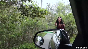 Exotic brunette is utterly banged inside of a car