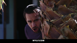 Blonde MILF with huge tits catches his attention