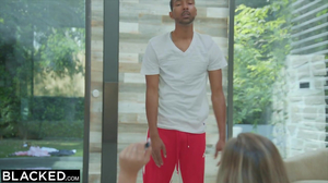 Skinny girl with tiny tits riding a black dick in cowgirl