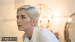 Short haired blonde with massive tits having sex in the shower