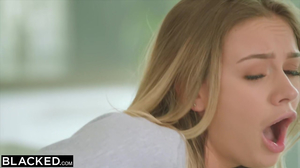 The dick is hitting her so hard that she moans and cries