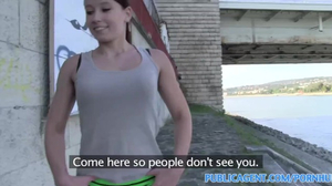 Publicagent Super-Sexy fitness instructor screwing for money