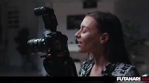 Cute Platinum-Light-Haired Gets Facefucked by Trans Dark-Hued-Haired with Ginormous Futa Man Rod anger-fury Time Freeze 