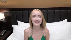 19 Year Elder Ash-Blonde Has Tiny Tits and Her Cooch Just Drips with 1st Time Excitement