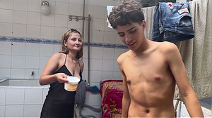My stepmother helps me bathe,rage and my jealous stepsister gets in and makes me run in it.